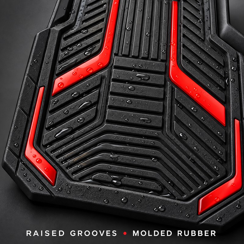 4 Piece Universal All Weather Rubber Car Floor Mats, Waterproof