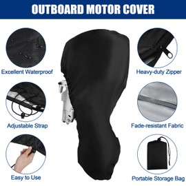 Boat Motor Cover Full Outboard Motor Cover 420D Heavy Duty Oxford Fabric Waterproof Outboard Engine Cover Outboard Motor Muffs Fit for Most Motor