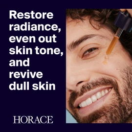 HORACE Vitamin C + Glycolic Acid Face Serum for Men – Brightening Facial Treatment for Dull Skin, Radiance Boost, and Even Complexion – Vegan Skincare for All Skin Types – Unscented, 30ml