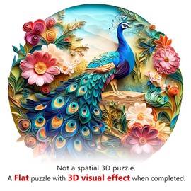 Wooden Puzzles for Adults, Unique Animal Shaped Colorful Peacock Adults Puzzle, 3D Vision Wooden Jigsaw Puzzles Adult, Challenging Creative Gifts Family Games 11.4 * 11.4in 200pcs