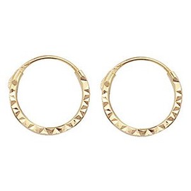 Small 9ct Carat Yellow Gold Sleeper Hoop Earrings Outer Dimension 10mm WJS10549