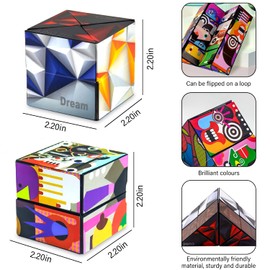Magic Cube Set, Infinity Magic Puzzle Cubes Toys Cube Set 3D Puzzle Cube Transforming Cube Stress Relief Toy for Children and Adults