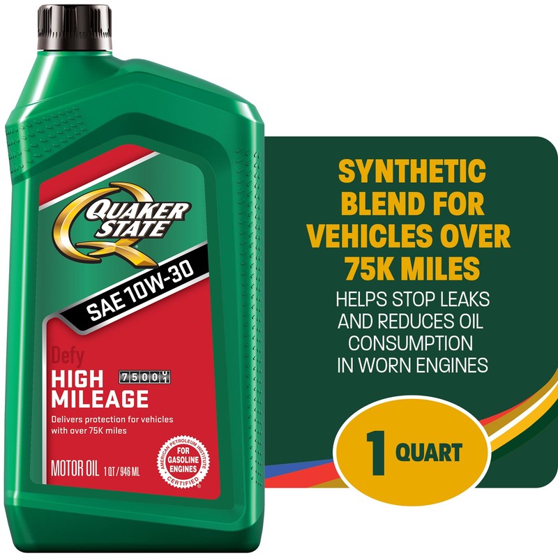 Quaker State High Mileage 10W-30 Synthetic Blend Motor Oil (1-Quart,