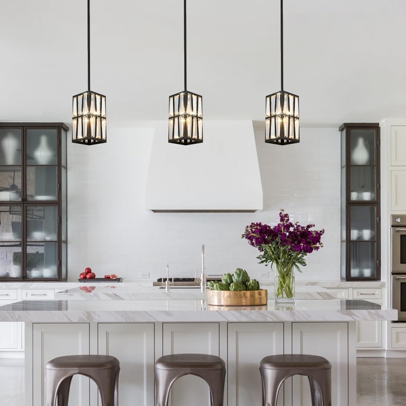 WILON Black Pendant Lighting for Kitchen Island Modern Pendant Light,