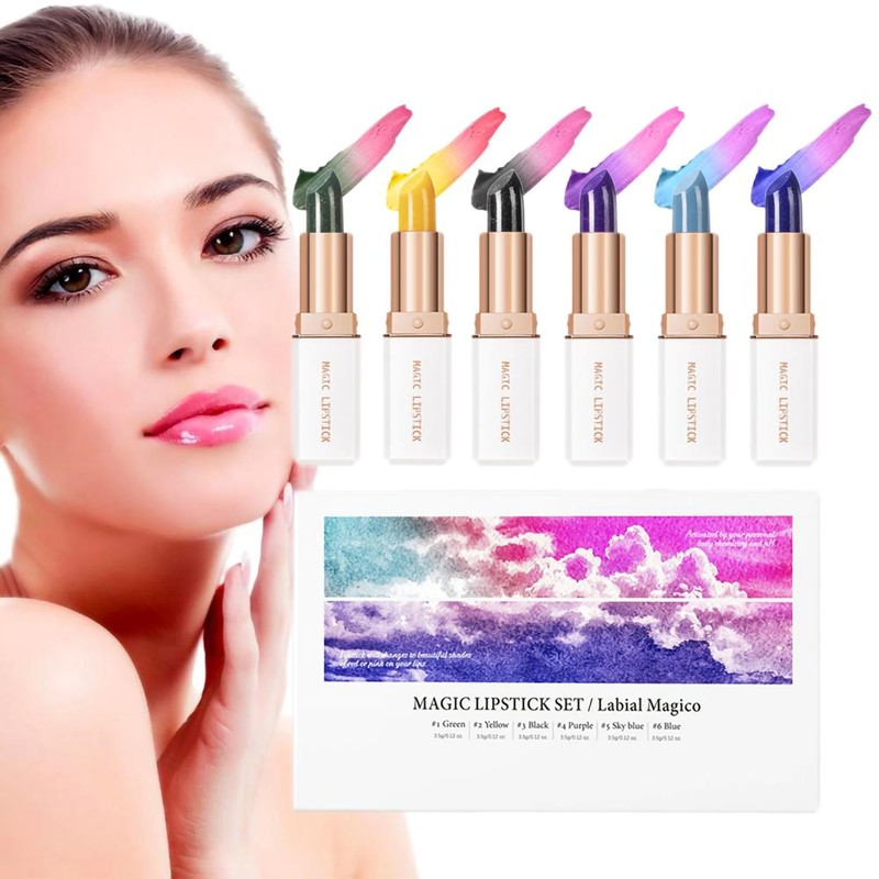 6 Color Lipstick Color Changing Lipstick Lip Stain Long Lasting