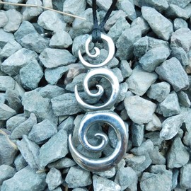 Triple Spiral Pendant, Represents New Beginnings and Harmonious Growth, Surf Jewellery Handmade in Fine Pewter by William Sturt