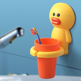 SooGree Kids Toothbrushes Holder Animal Tooth Cup Holder Wall Mounted Sucker Toothpaste Storage Set Cute Household Toothpaste Rack Mouthwash Cup Rack for Children,No Punching Shelf Bracket with Cup