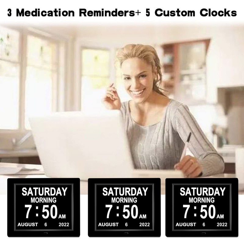 Medication Reminder Day Date Time of The Week Clock Digital