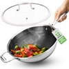 NutriChef 12" Stainless Steel Wok - Induction ready, Non Stick