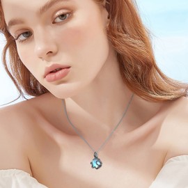 TYSO Octopus Necklace for Women,925 Sterling Silver Moonstone Octopus Pendant Neckalces,Sea Animal Jewelry Gifts for Women Girls Mom Sea Lover,18''-20''