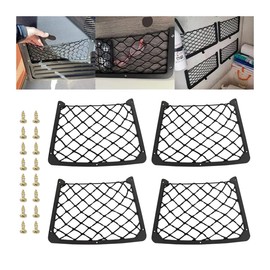 JNNJ Pack of 4 Car Storage Mesh Bag, Car Mesh Bag, Car Storage Net Bag, Car Storage Net Organiser, Car Net Bag, Bus Seat Mesh Bag, Universal (31 x 21 cm)