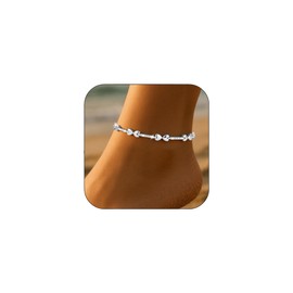 Zhuozatrfa Silver Ankle Bracelets Non Tarnish Waterproof Anklets for Women Silver Plated Jewelry for Summer Beach Vacation (9" Silver)