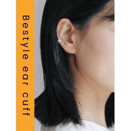Bestyle Ear Cuff, Women's, 925 Silver, Men's, Hypoallergenic Zirconia, Non-Hole Earrings, Unisex, Openwork Arabesque, Simple Birthstone, Silver
