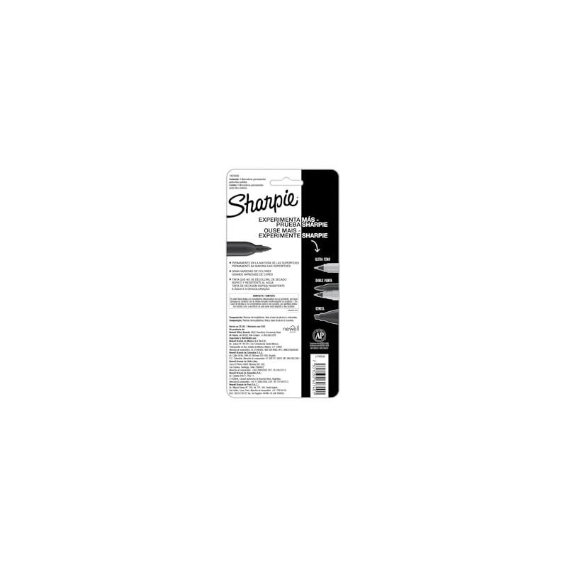 Sharpie Marcadores Permanentes, Punta Fina, Surtidos, 4 Piezas, 1825090