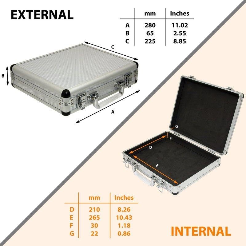 ROC Cases A036 Small Grey Travel Storage Case L280xW225xH65mm Briefcase
