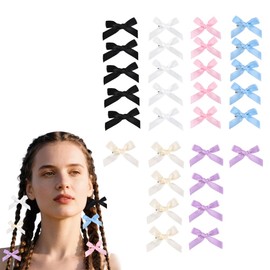 Sisadodo Mini Ribbon Bow Hair Clips for Women Girls Small 5 Colours Satin Non-Slip Hair Barrettes Clip Accessories for Short Fine Thin Thick Hairs Cute Alligator Ribbon Bowknot Hairpins 30Pcs