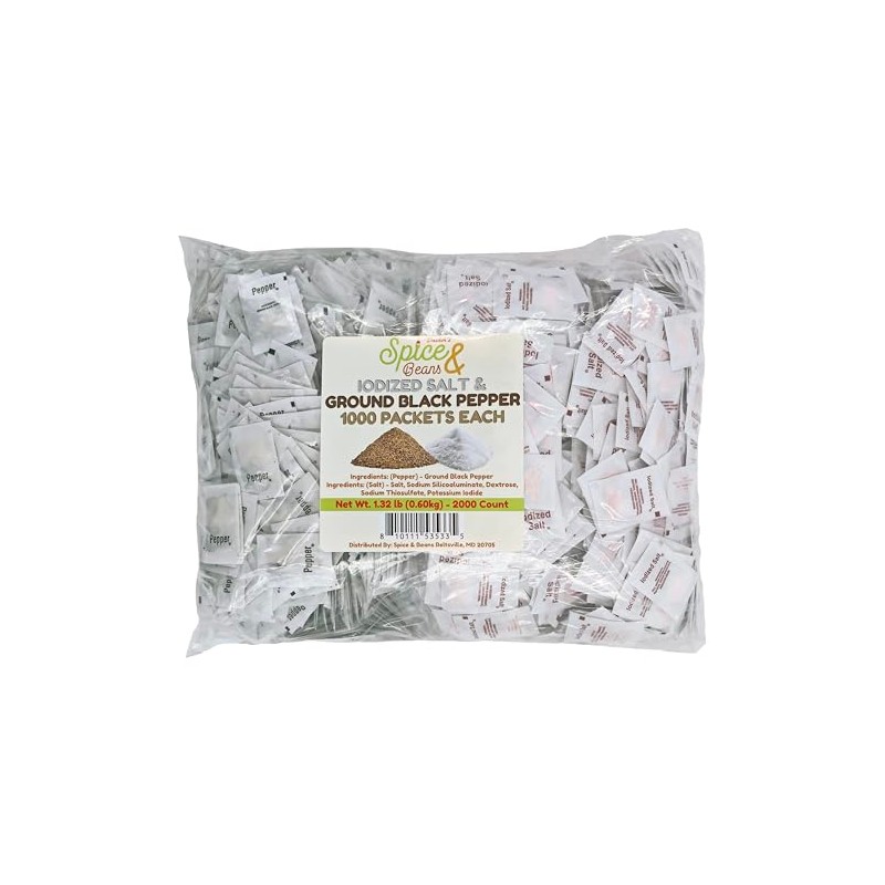 Gourmet Ground Black Pepper and Iodized Salt Single Serve Packets