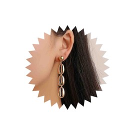 Iaceble Boho Shell Dangle Earrings Gold Shell Earrings Cowrie Shell Drop Earrings Vintage Seashell Earrings Jewelry for Women
