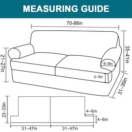 Turquoize 3 Piece T Cushion Sofa Slipcovers Stretch Couch Cover Furniture Covers with 2 Individual T Cushion Covers, Machine Washable (2 Cushion Sofa, Olive)
