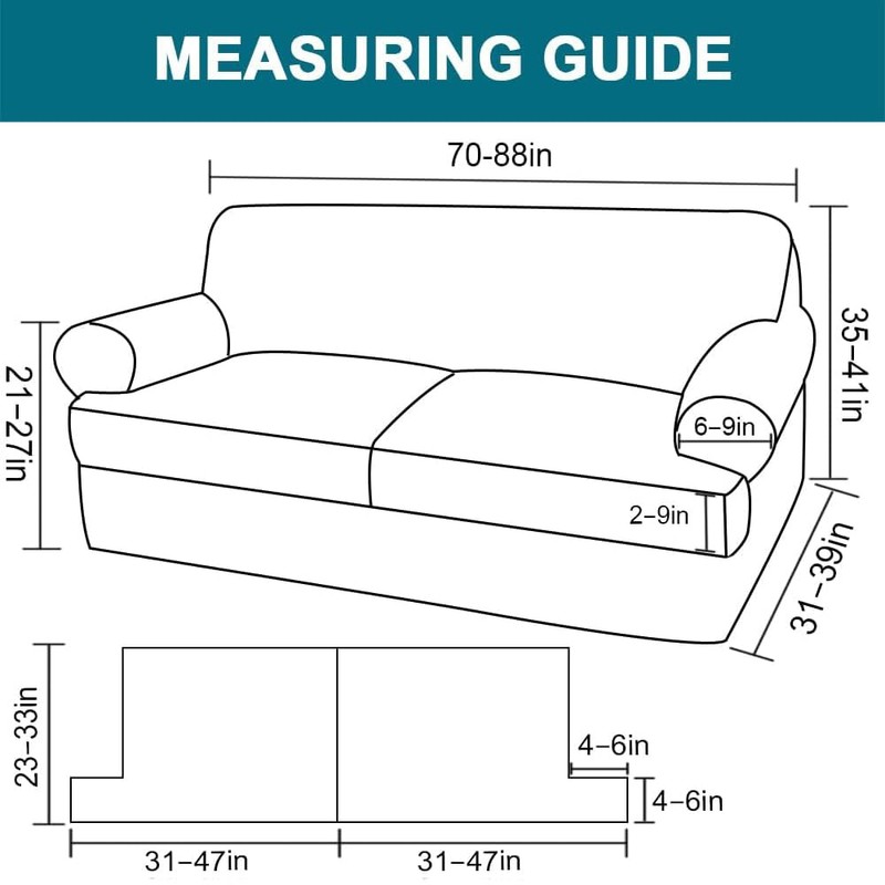 Turquoize 3 Piece T Cushion Sofa Slipcovers Stretch Couch Cover