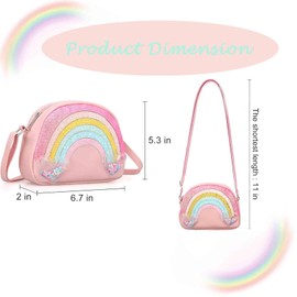 BTHRORO Shoulder Bag for Girls Cute Messenger Bag Heart Shape Purse Small Handbags with Rainbow Shoulder Strap for Teenagers Children Shopping School Travel, pink