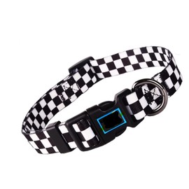 Cosyhome london Dog Collar With Checkered Patterns,Adjustable Durable Puppy Collars for Small Medium Large Dogs (black and white grids, m)