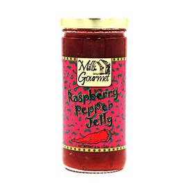 Mills Gourmet Raspberry Pepper Jelly - Bursting with Flavors of Mildly Spicy Jalapeno Peppers, Sweet Red Bell Peppers, and Delicious Raspberries - All Natural and Fresh Ingredients - 8 oz Jar (224 g)