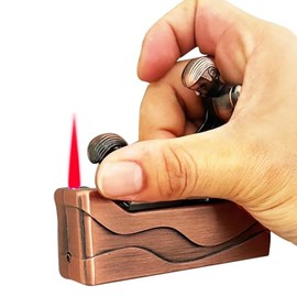 Vintage Red Bronze Jet Torch Lighter,Portable Cool Lighters,Refillable Butane Jet Flame Windproof Lighter,Camping BBQ Kitchen(Butane Free) Candles Lighter