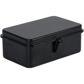 Gasuuo Black Metal Box with Lid, Metal Storage Box for Valuables Cash Jewelry, Multi-Functional Storage Container with Lid, Portable and Convenient, 7.87x5.12x3.15 Inches