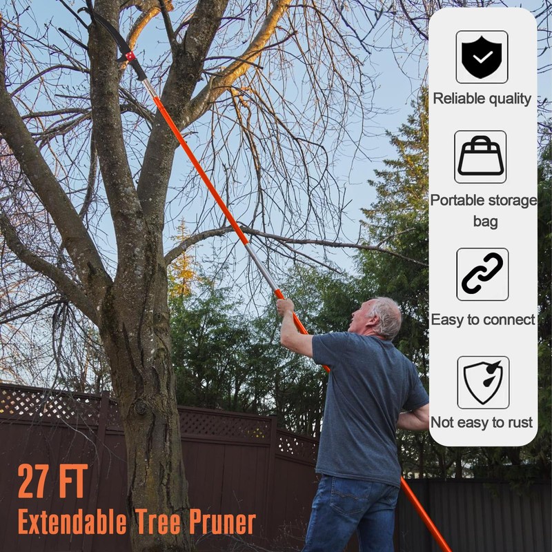 Pole Saws for Tree Trimming, 7.3-27 ft Manual Pole Saw