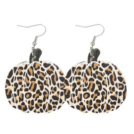 Leather Pumpkin Maple Leaf Squirrel Dangle Earrings Thanksgiving Fall Leather Earrings Lightweight Sunflower Leopard Plaid Leather Drop Earring for Women Thanksgiving Autumn Jewelry-D Pumpkin