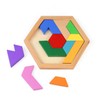 KINGOU Wooden Hexagon Tangram Puzzle Shape Pattern Blocks Brain Teaser