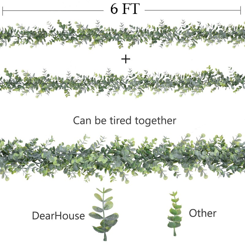 DearHouse Faux Eucalyptus Garland Plant, 2 Pack Artificial Vines Hanging