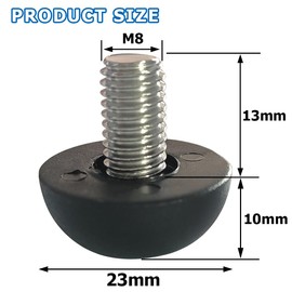 Hooshing 10PCS 8mm x 1.25 M8 Adjustable Furniture Levelers Replacement Stainless Steel Screw in Threaded Levenling Feet Glide for Furniture Legs, Table, Chair, Cabinet