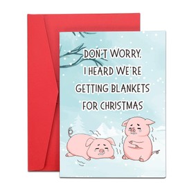 Merry Christmas Card with Pigs in a Blanket, Single Happy Holiday Card Blank, Funny Christmas Cards with Envelopes, Funny Xmas Card, Holiday Card, Happy Christmas Card for Friends Family Coworker 1PCS