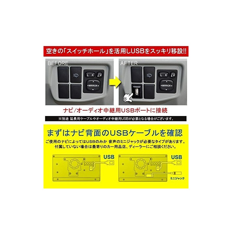 Toyota Daihatsu Subaru Switch Hole, USB Port, Navigation, Audio, Connectivity