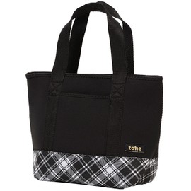 tone TC-25 Lunch Tote Lunch Bag Neoprene Tote Bag Check Black Mini Bag (Black)