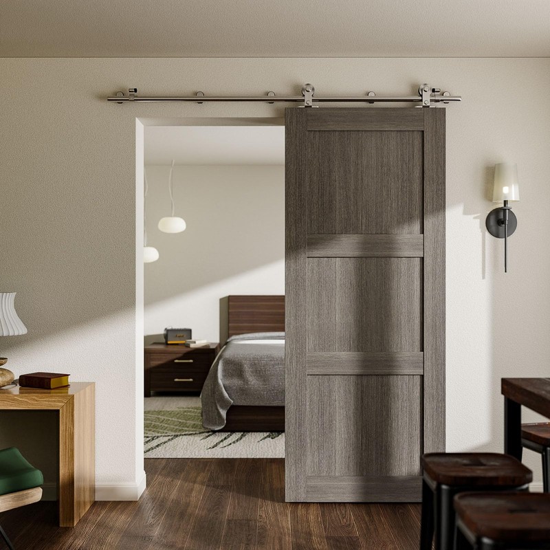 CCJH 4FT/48'' Stainless Steel Sliding Track Barn Door Hardware Kit