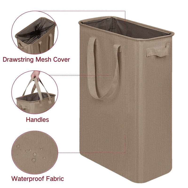 efluky Slim Laundry Basket, Narrow Laundry Hamper with Handles, Collapsible