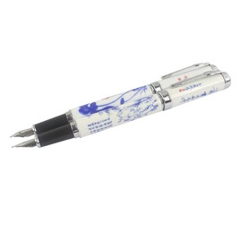 Xiaoyu 2PCS Jinhao 950 Blue and White Porcelain Fountain Pen Medium Nib 18KGP - Bamboo & Lotus