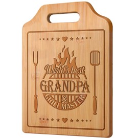 Grandpa Father's Day Gifts, Engraved Bamboo Cutting Board 31 * 22 * 1cm Christmas, Birthday Gifts for Grandpa from Grandkids,Stocking Stuffers for Men
