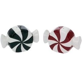 Boston International Salt & Pepper Shakers Ceramic Shaker Set for Kitchen Counter and Table, Set of 2, Vintage Peppermint