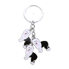 BBEART Dog Keychain, Pet Pendant Key-Ring, Cute Puppy ID Tags Metal Key Ring for Dog Lover (Old English Sheepdog)