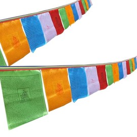 20FT 20 PCS Tibet Buddhist Prayer Rectangle Pennant Flag Bunting,Tibetan Mini String Banner Stripes Decor For Holiday Restaurant Home Party School