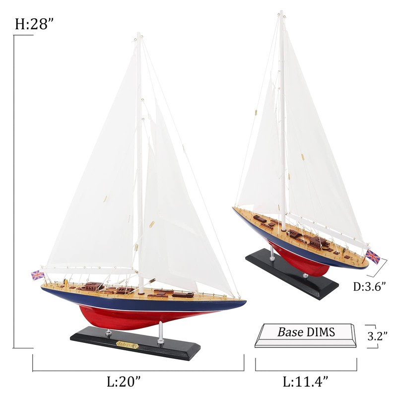 NAUTIMALL Wooden Sailboat Decor Ship Model 28" Endeavour America's Cup
