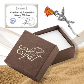 Amber Brooch Pin for Women, Rose, 925 Silver, with Gift Bag, Gift Idea