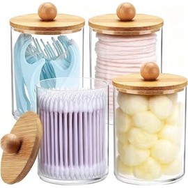MUSCUC - Dispensador de Algodón,Dispensador de Contenedores de Baño,4 Pcs