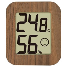 Shinwa Sokutei 73233 Digital Thermometer/Hygrometer, Environmental Checker, Mini, Wood, Dark Brown