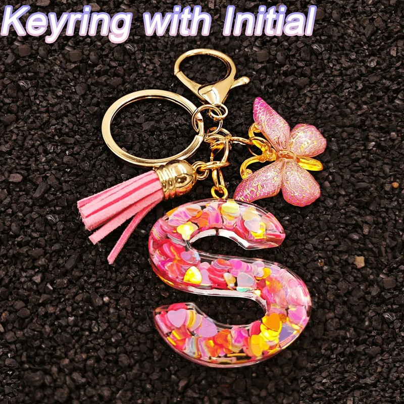 mohito Keyring Letter Keyring with Initial Letters Pink Butterfly Key