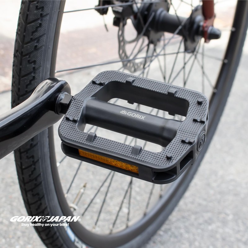 GORIX (GX-MP897) Bicycle Pedal, Flat Pedal, Reflective, Lightweight, Resin, Reflective,